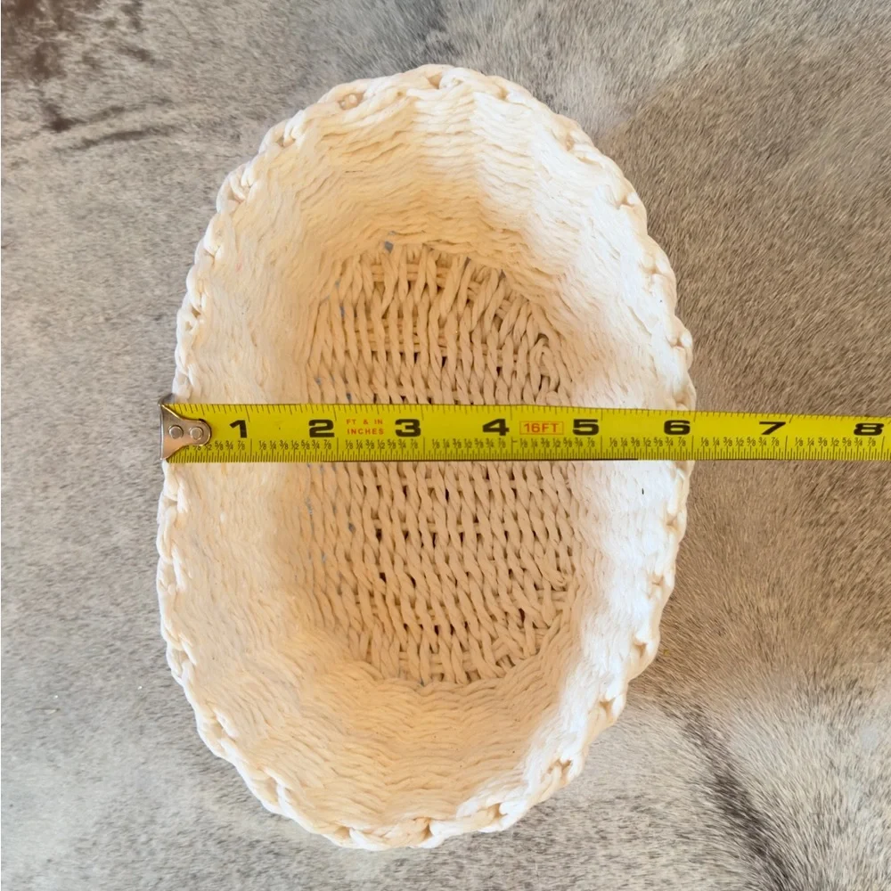 9”x5” Shabby Chic White Basket Home Decor Storage & Organization *soft not stiff